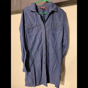 Tory Burch denim shirt dress with gold but…
